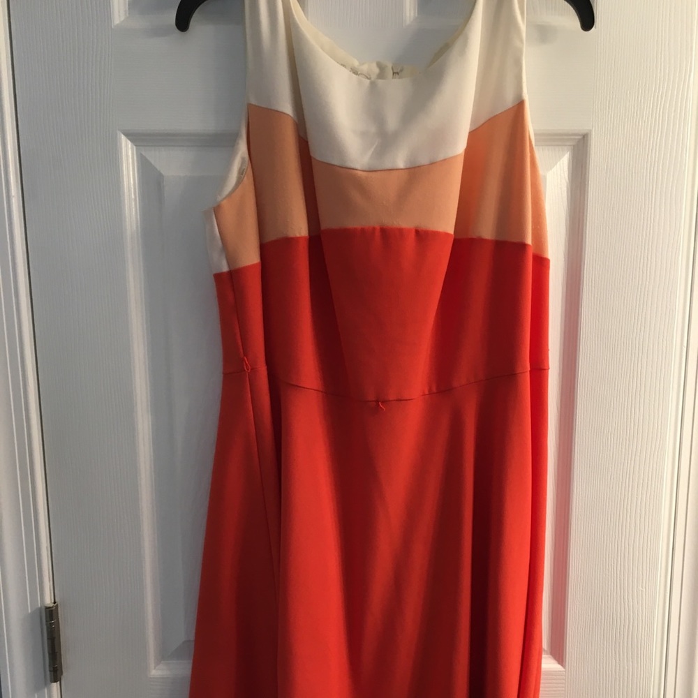 A-line orange and white dress from Dress Barn
